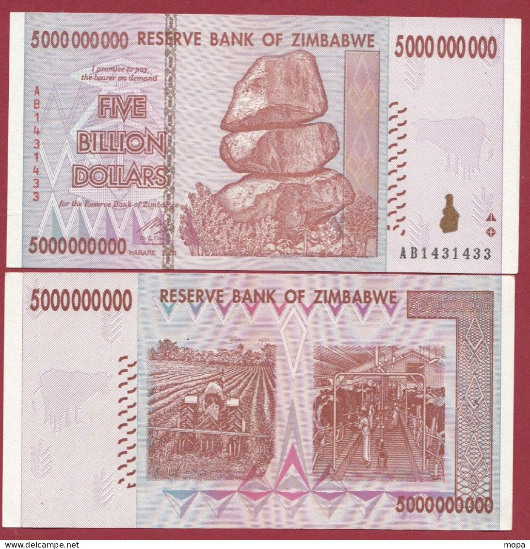 Zimbabwe --5000000000 Dollars (5 Billion De Dollars )  2008---NEUF/UNC --(67) - Zimbabwe