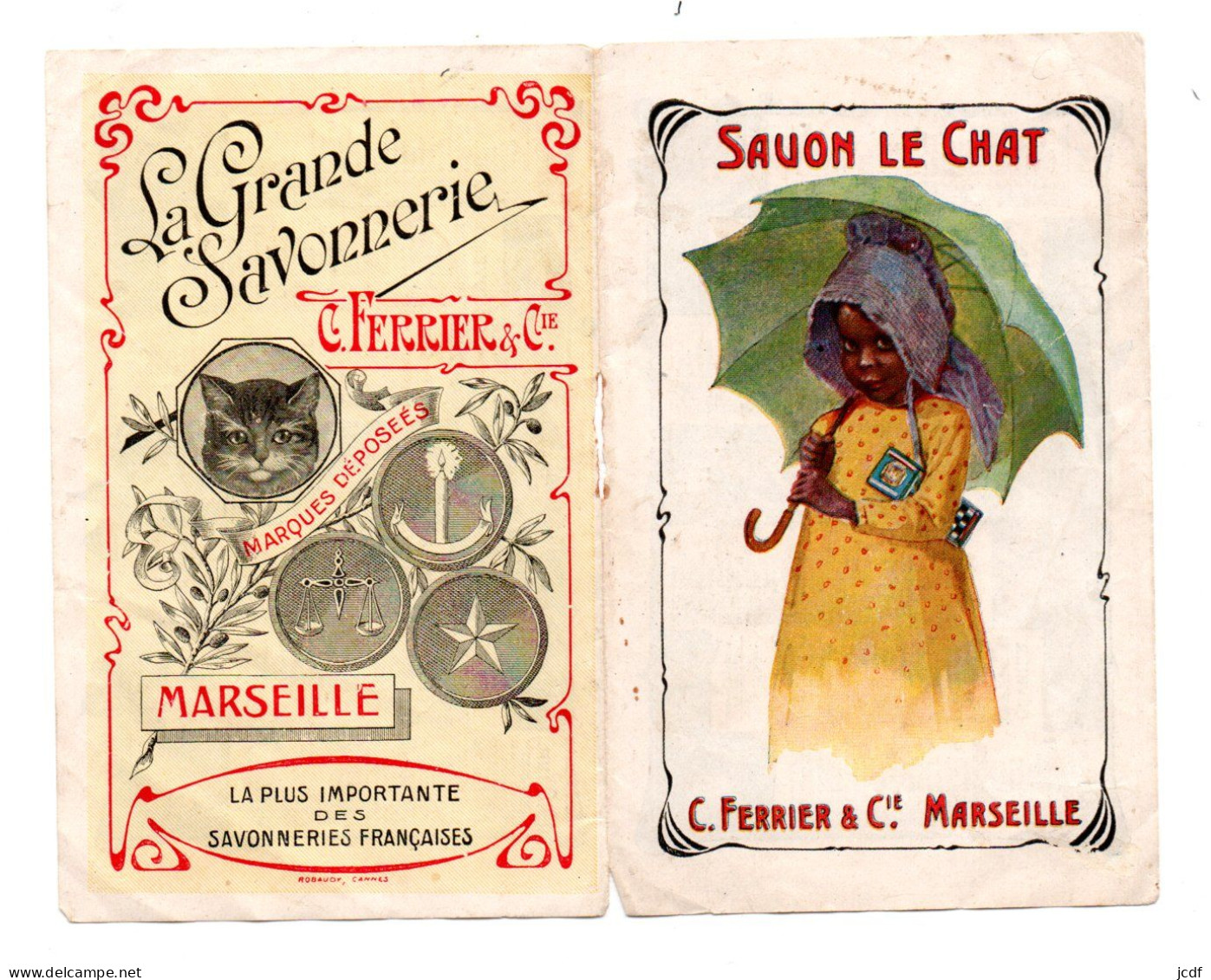 13 MARSEILLE - La Grande Savonnerie Ferrier - Savon Le Chat - Calendrier 1910 - Small : 1901-20