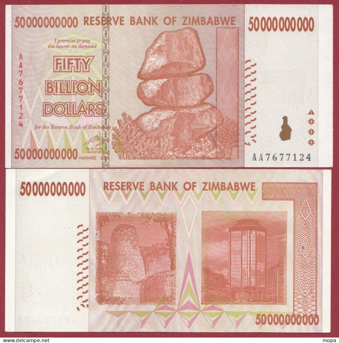 Zimbabwe --50000000000 Dollars (50 Billion De Dollars --RARE)  2008---NEUF/UNC --(70) - Zimbabwe