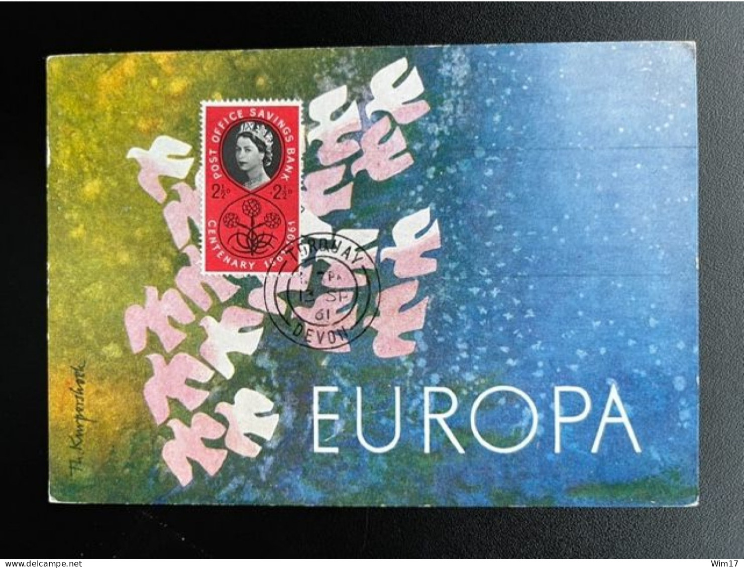 GREAT BRITAIN 1961 CIRCULATED MAXIMUM CARD EUROPA CEPT 13-09-1961 GROOT BRITTANNIE - Carte Massime