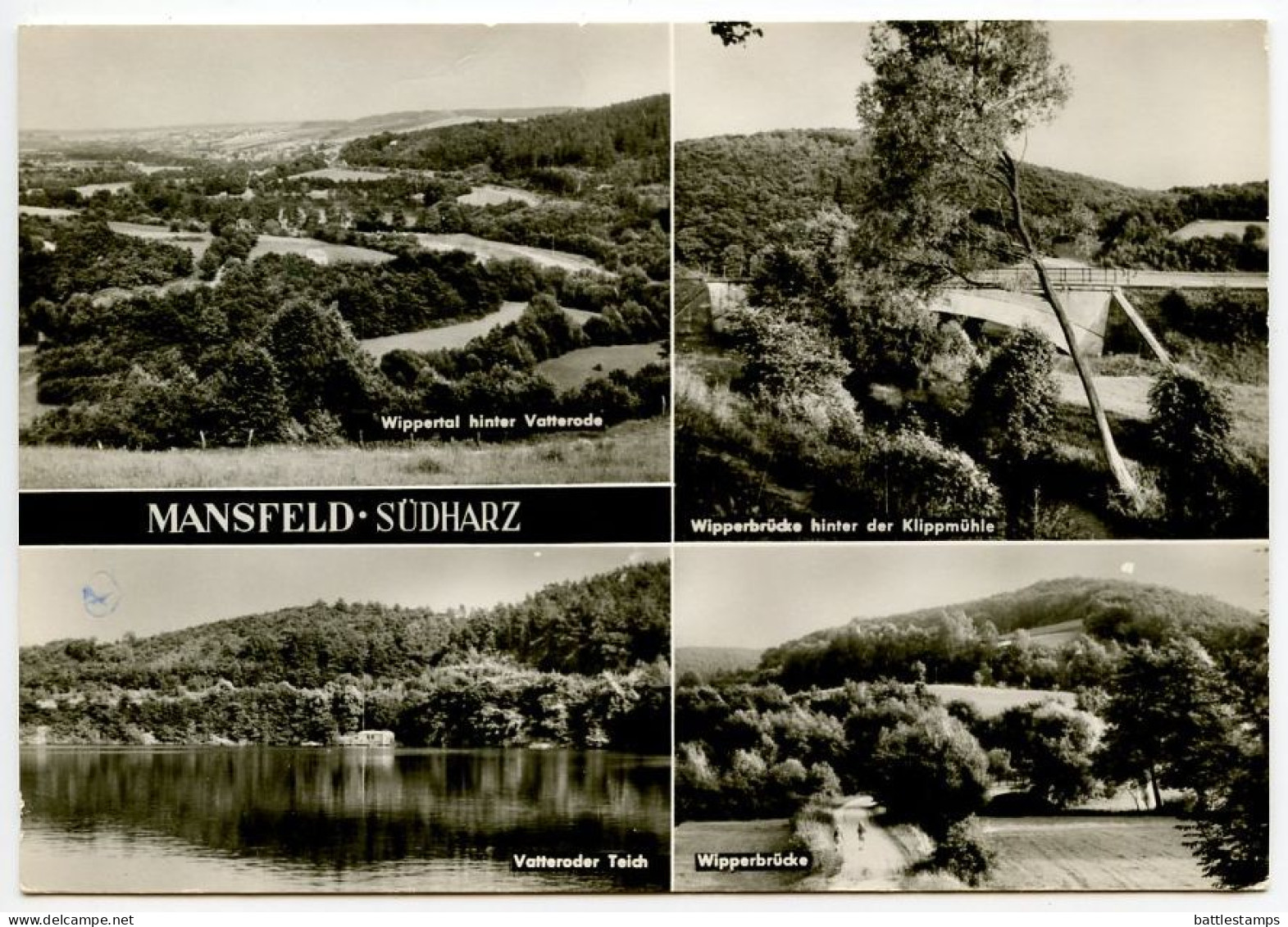 Germany, DDR 1977 RPPC Postcard Mansfeld - Südharz - Multiple Views; 10pf. Orchid Flowers Stamp; Hettstedt Postmark - Mansfeld