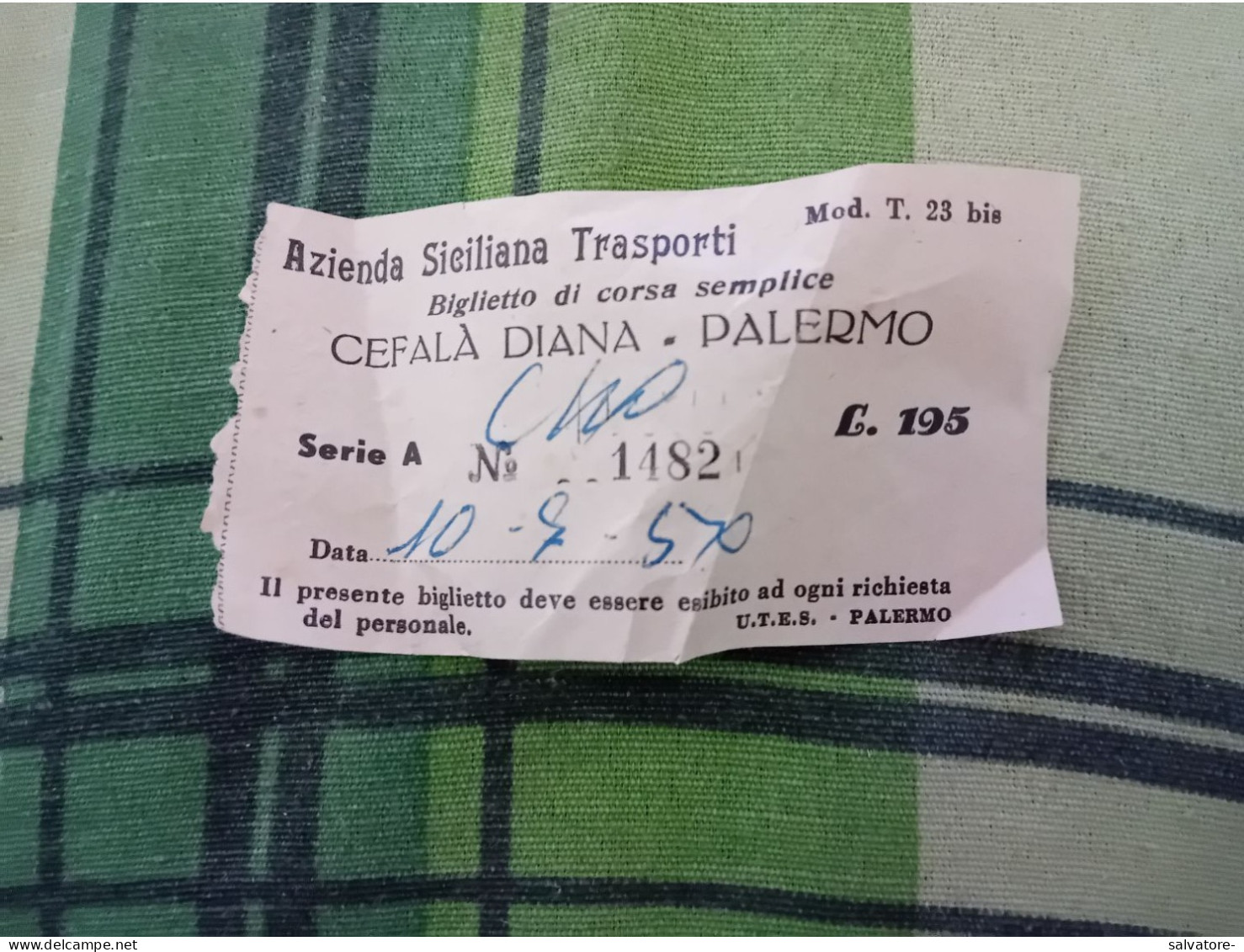 BIGLIETTO AUTOBUS CEFALA' DIANA- PALERMO - Europa