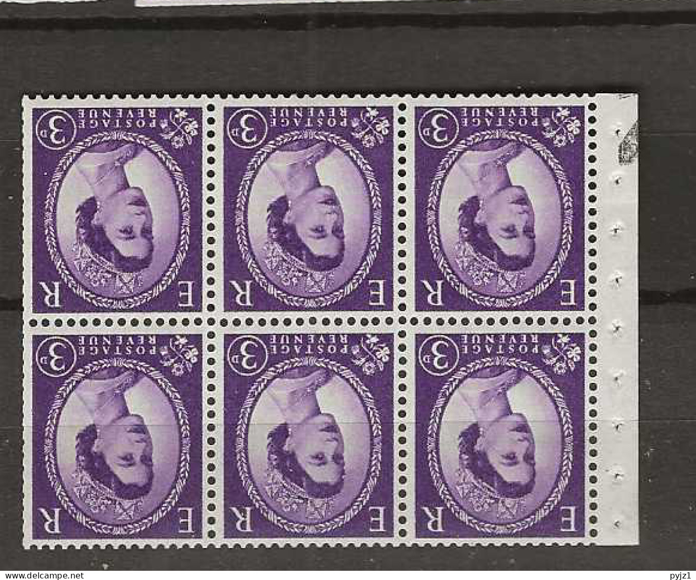 1958 MNH GB Watermark Multiple Crown Booklet Pane SG 575-lWi Postfris** - Unused Stamps