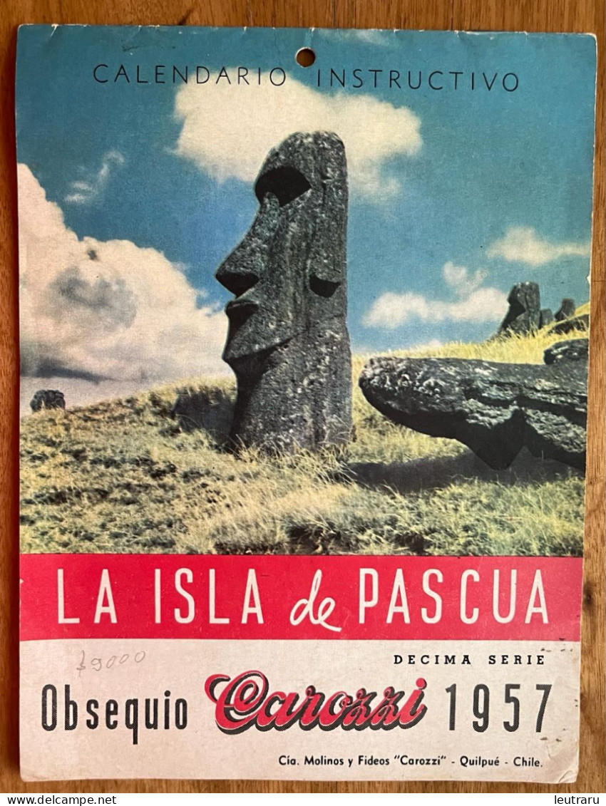 Rapa Nui Easter Island Isla De Pascua Informative Calendar From Carozzi Years 1957-1958, Outstanding Item - Grand Format : 1941-60