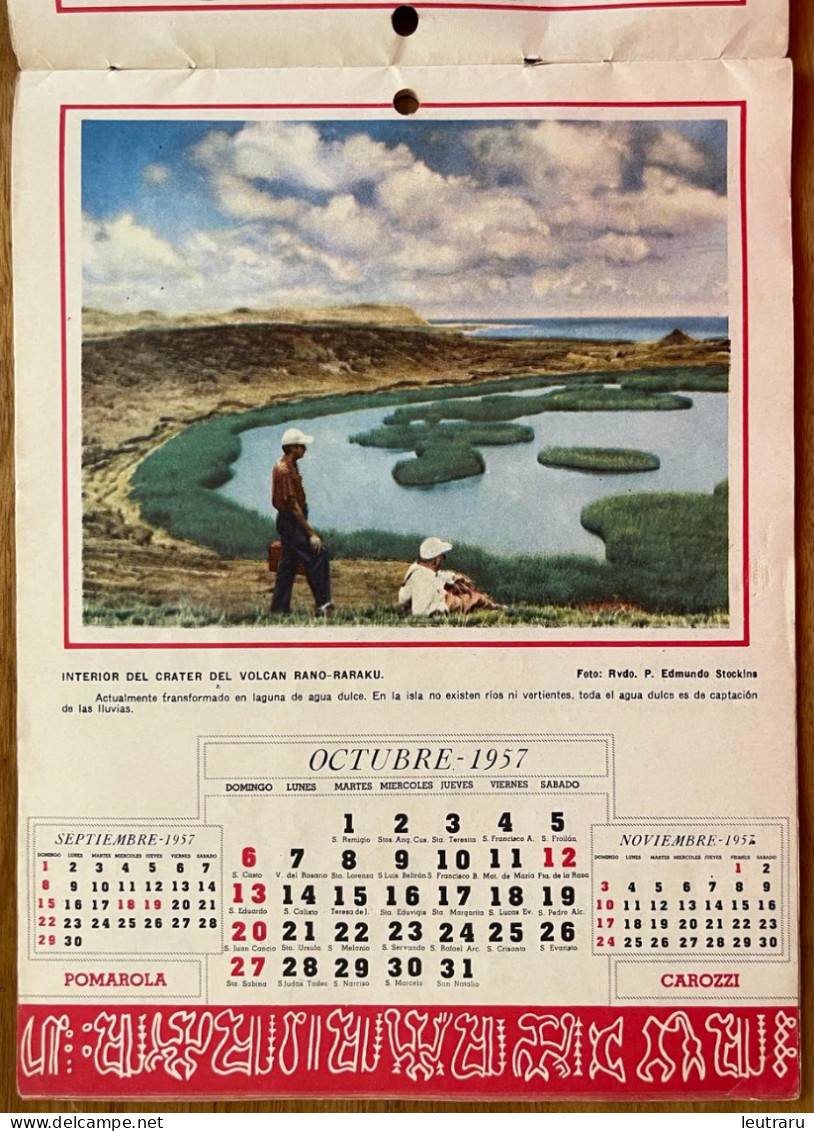 Rapa Nui Easter Island Isla de Pascua Informative Calendar From Carozzi Years 1957-1958, outstanding item