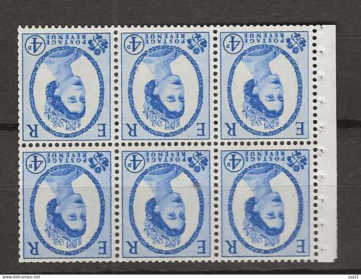 1958 MNH GB Watermark Multiple Crown Booklet Pane SG 576-alWi Postfris** - Unused Stamps