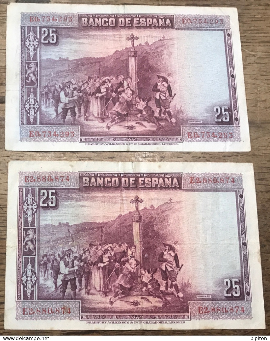 2 Billets 25 Pesetas 1928 - 100 Pesetas