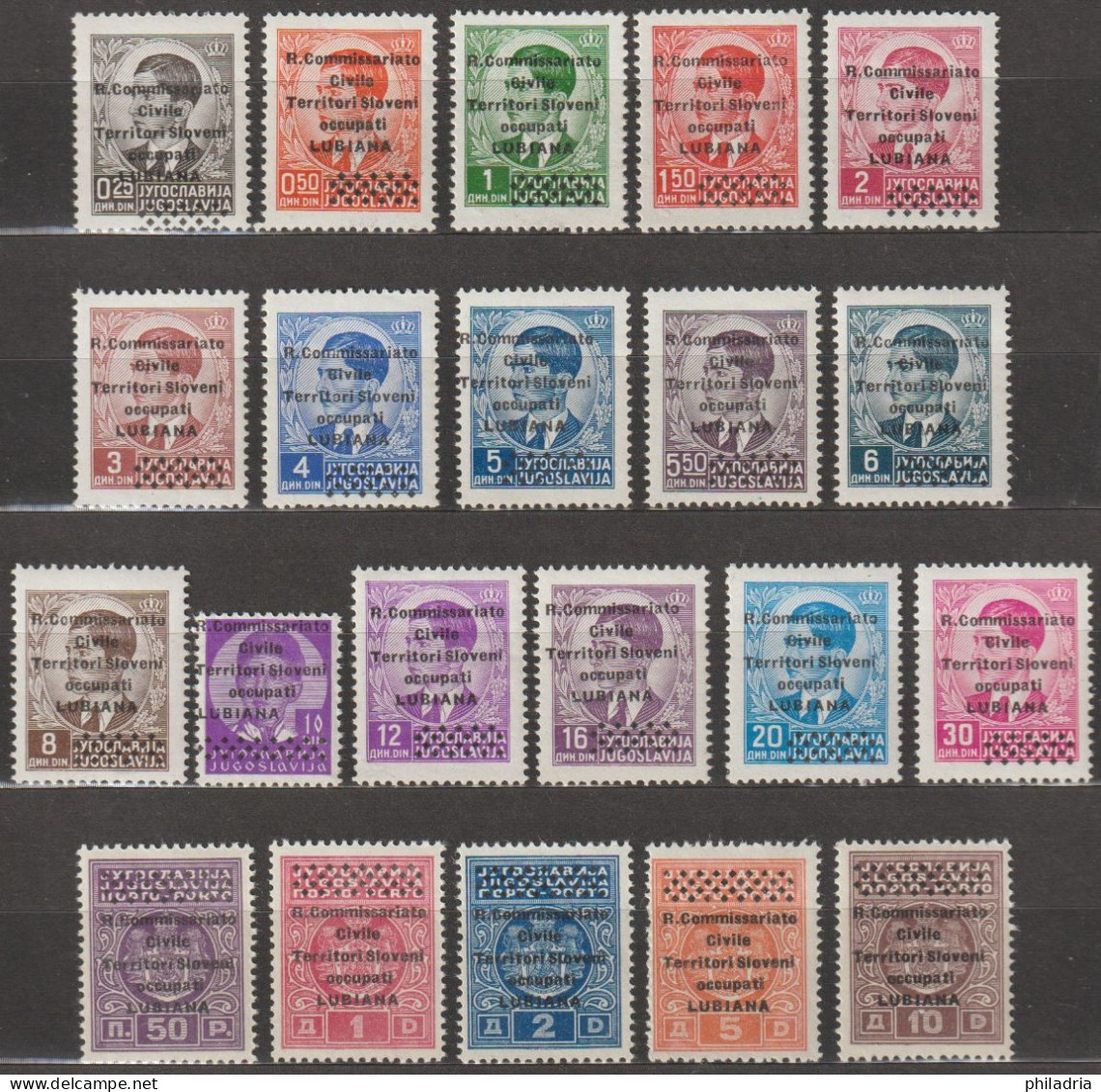 Ljubljana Lubiana, 1941, Italian Occupation, Definitives + Postage Due, Overprint "R. Comm.", MNH, Certificate Pečnik - Ljubljana