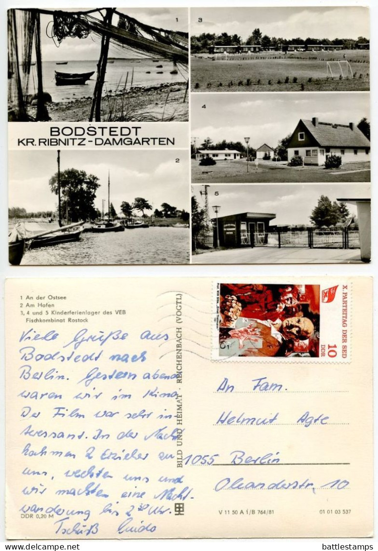 Germany, DDR 1980's RPPC Postcard Bodstedt Kr. Ribnitz-Damgarten - Multiple Views; 10pf. Ernst Thälmann Stamp - Ribnitz-Damgarten