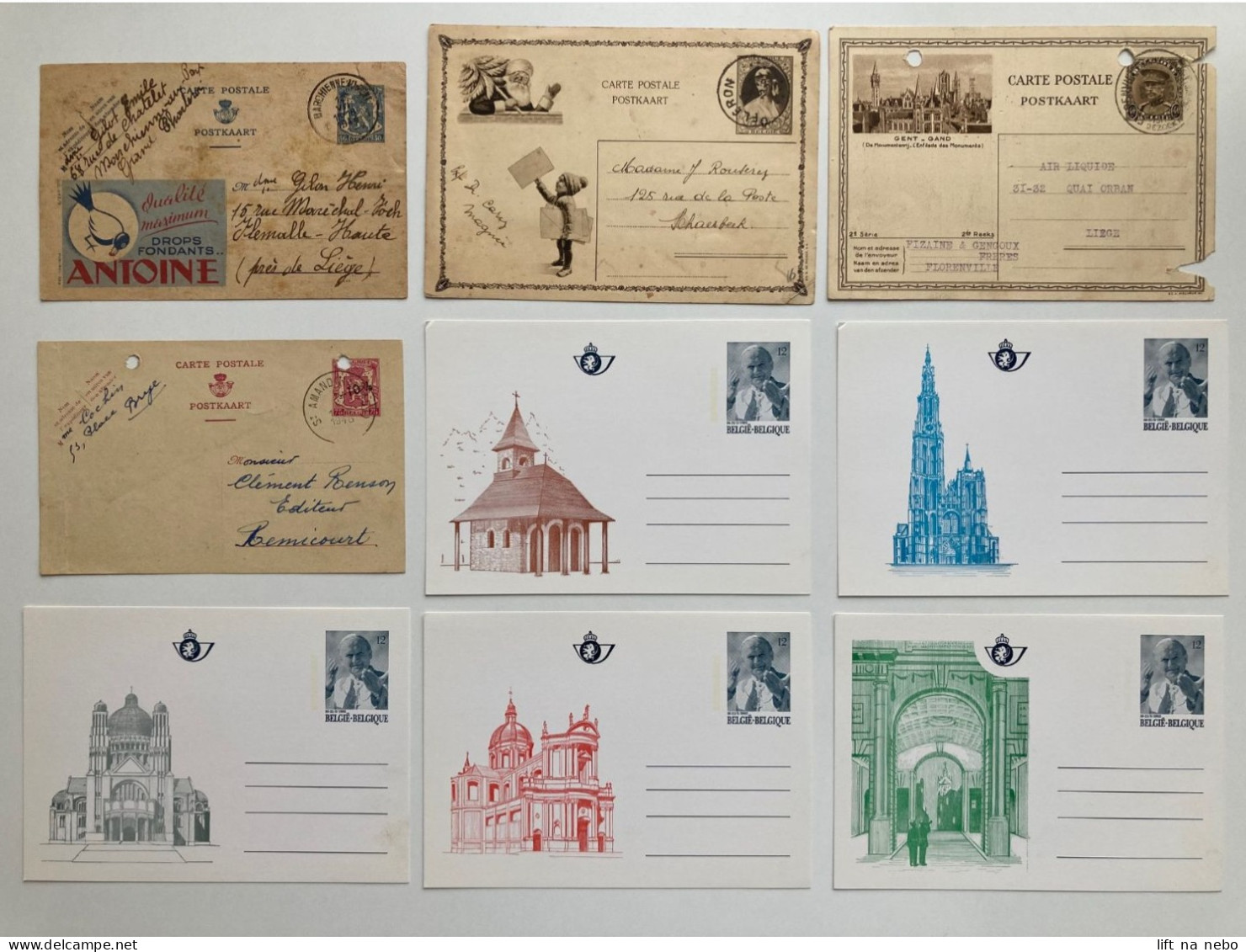 BELGIQUE BELGIUM LOT Nine Postcards Carte Postale Stationery Card - Altri & Non Classificati