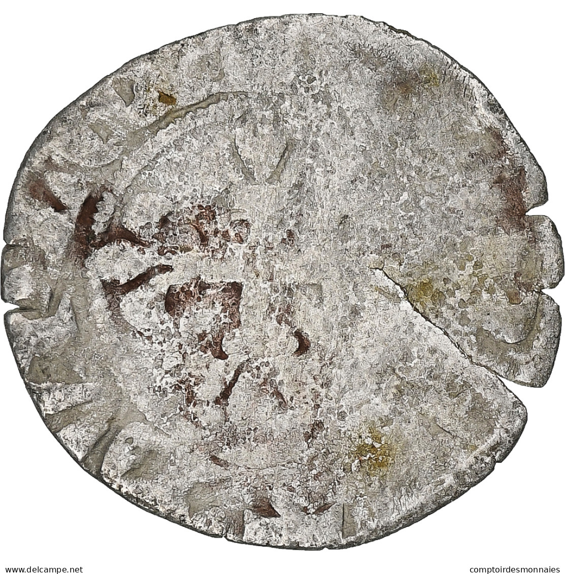 France, Charles IV, Double Parisis, 1323-1328, Billon, B+, Duplessy:244b - 1322-1328 Karel IV De Schone