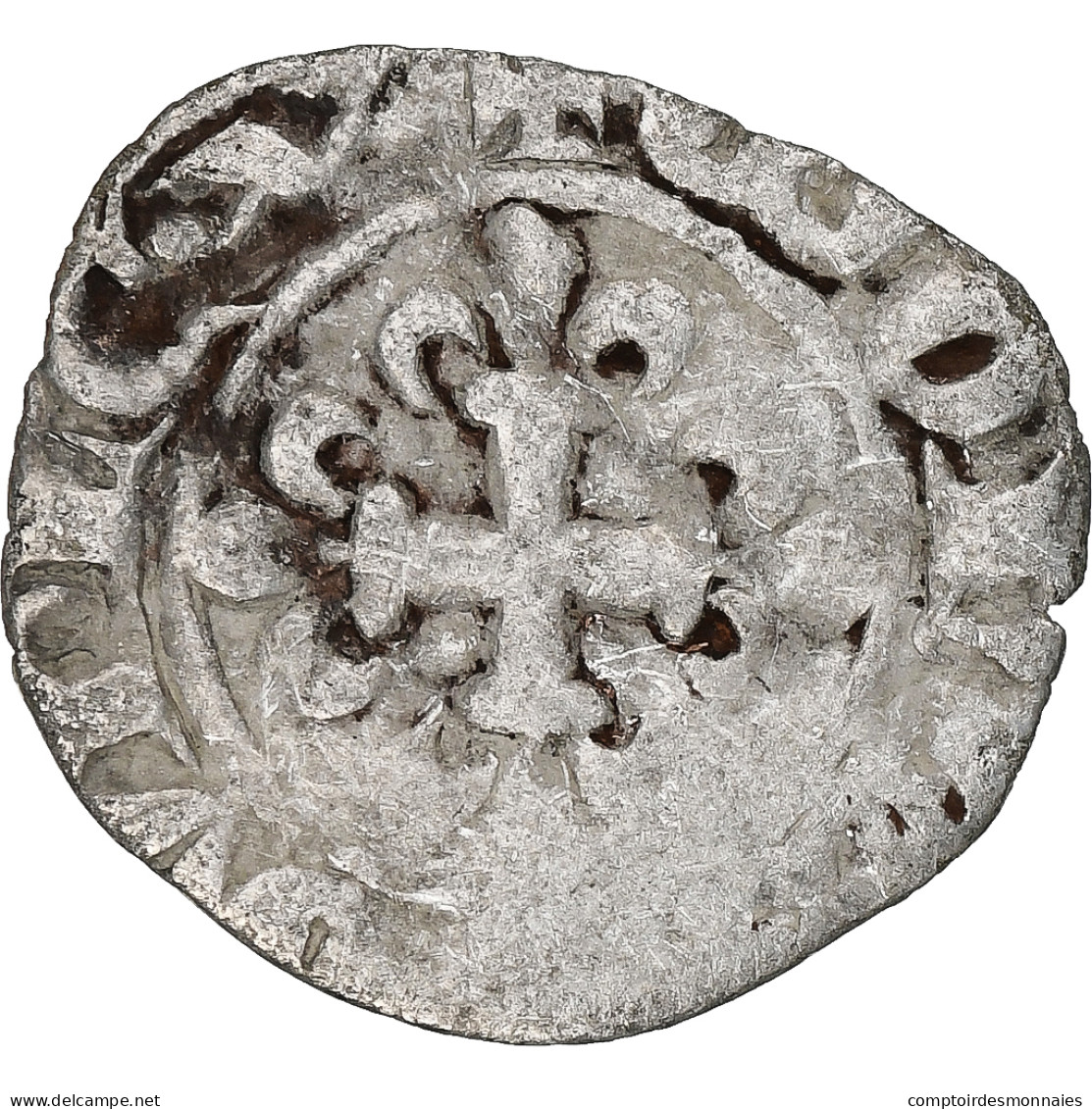 France, Charles IV, Double Parisis, 1323-1328, Billon, B+, Duplessy:244b - 1322-1328 Karel IV De Schone