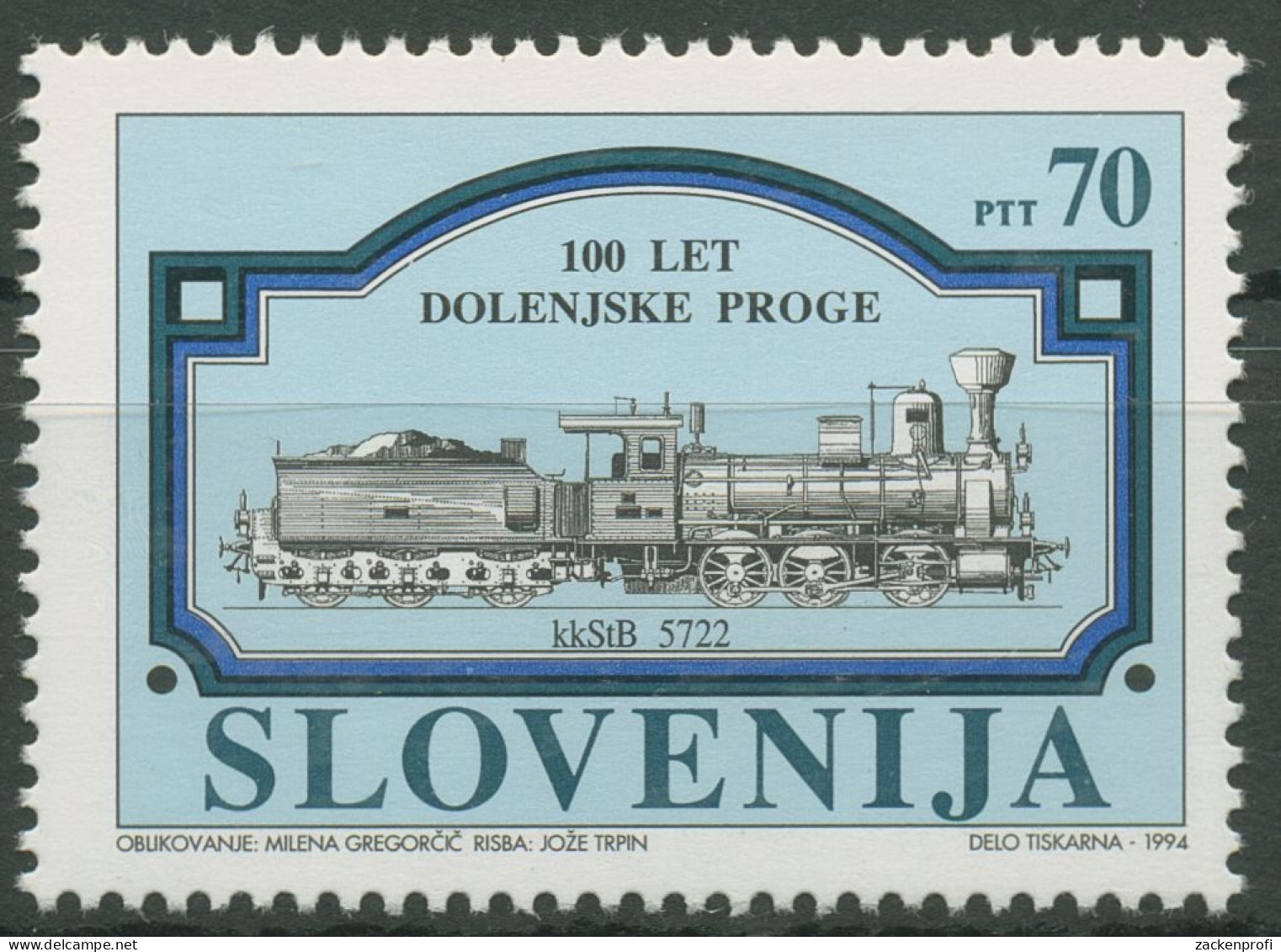 Slowenien 1994 Eisenbahn Dampflokomotive 94 Postfrisch - Slowenien