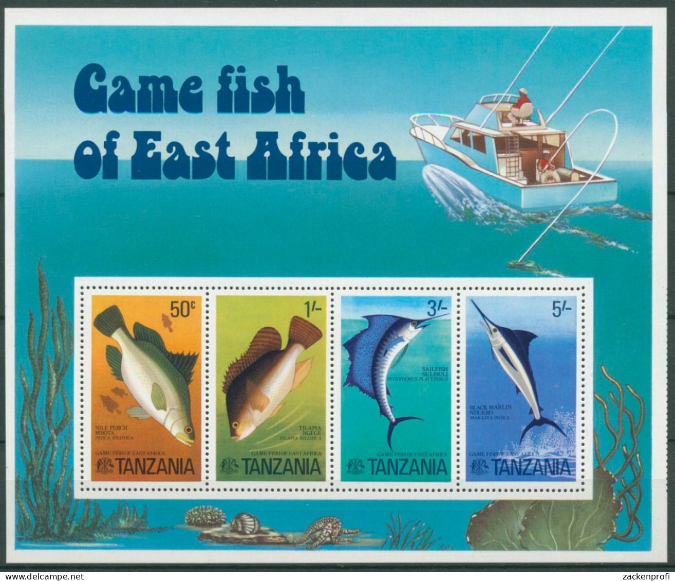 Tansania 1977 Sportfischerei Segelfisch Marlin Block 4 Postfrisch (C23195) - Tanzania (1964-...)