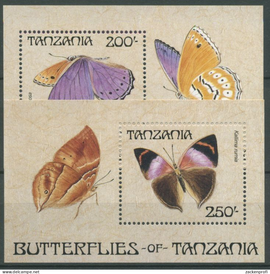 Tansania 1988 Schmetterlinge Block 81/82 Postfrisch (C23193) - Tanzania (1964-...)