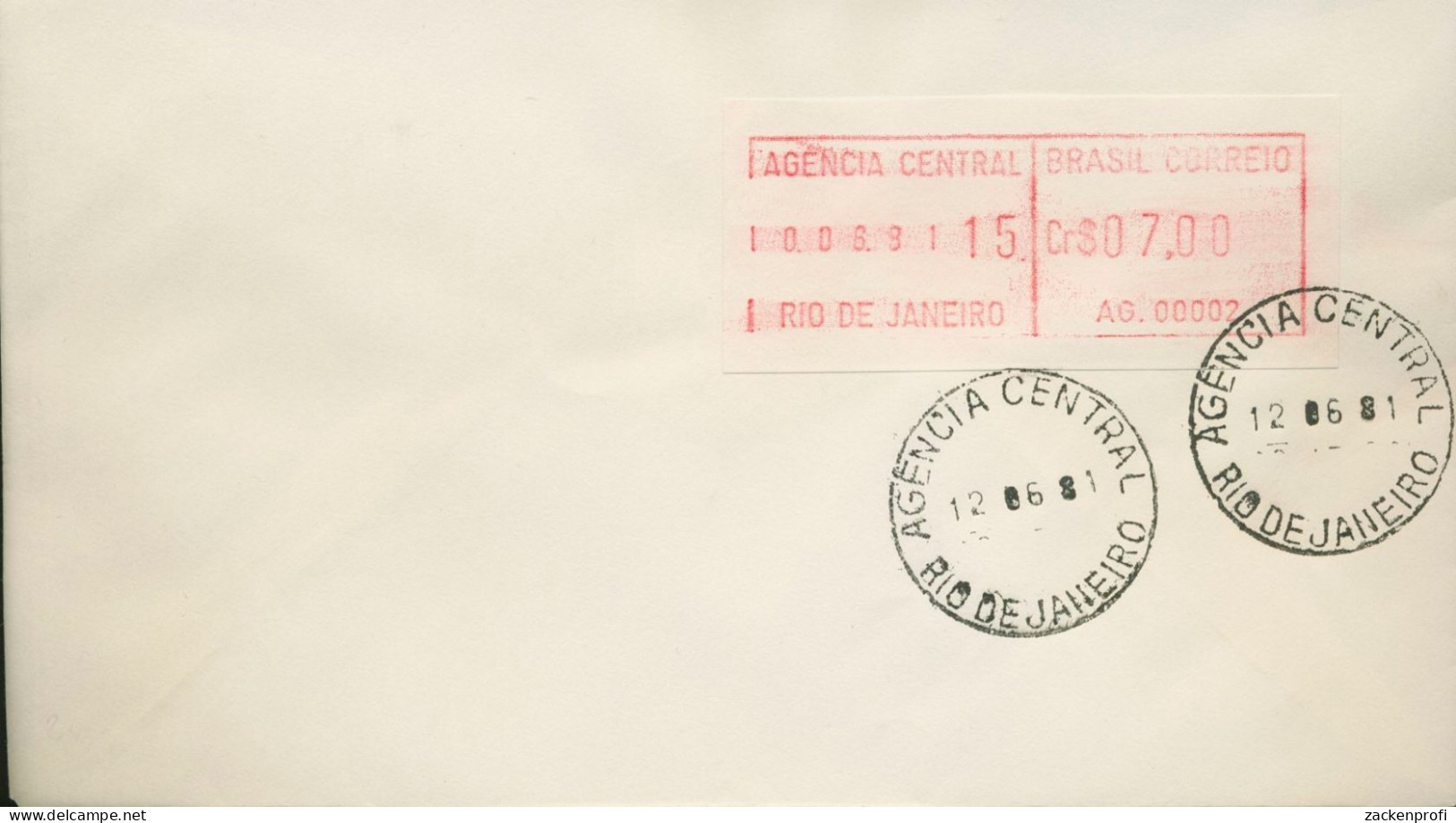 Brasilien 1981 ATM Automat AG. 00002 Einzelwert ATM 2.2 B Auf Brief (X80595) - Franking Labels