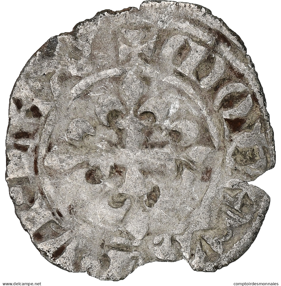 France, Charles IV, Double Parisis, 1323-1328, Billon, TB, Duplessy:244b - 1322-1328 Charles IV The Fair