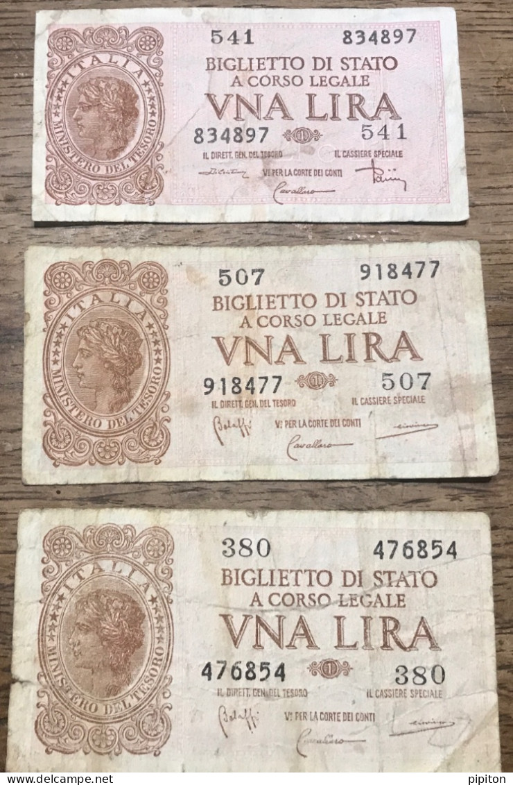 3 Billets De 1 Lire - Altri & Non Classificati