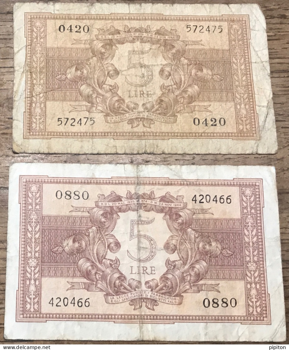 3 Billets De 5 Lires - Altri & Non Classificati