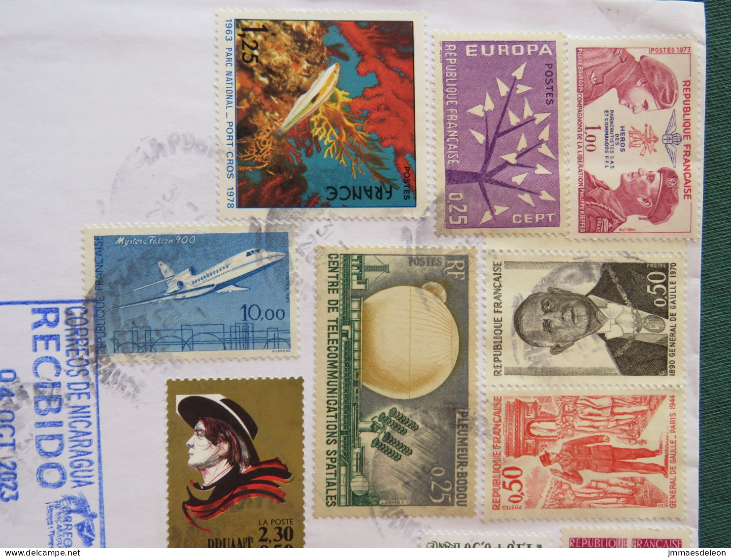 France 2023 Cover To Nicaragua - Constitution - Plane Fish Red Cross De Gaulle Europa CEPT - Storia Postale