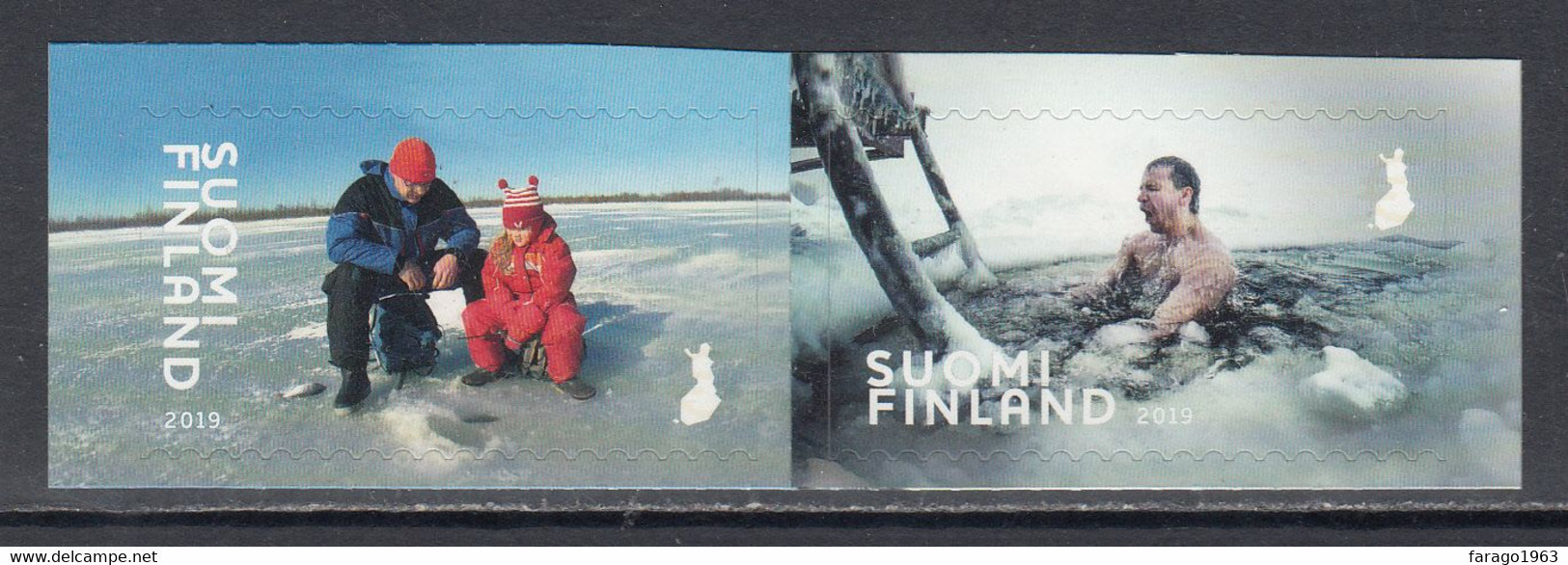 2019 Finland Activities On Ice Fishing Swimming Complete Set Of 2 MNH @ Below Face Value - Neufs