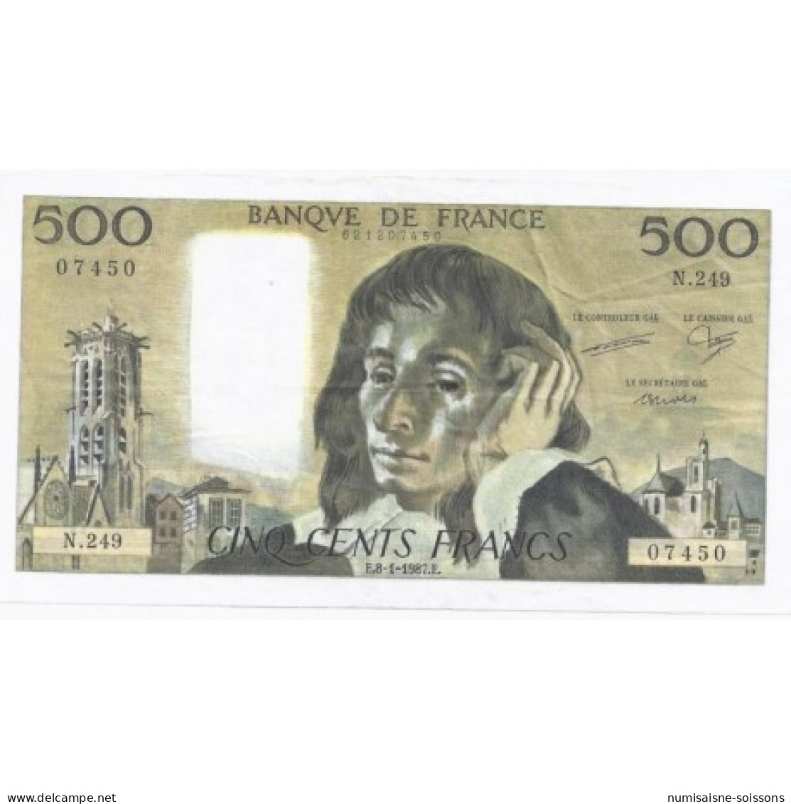 FAY 71/35 - 500 FRANCS PASCAL - 08/01/1987 - N.249 - SUPERBE - PICK 156 - 500 F 1968-1993 ''Pascal''