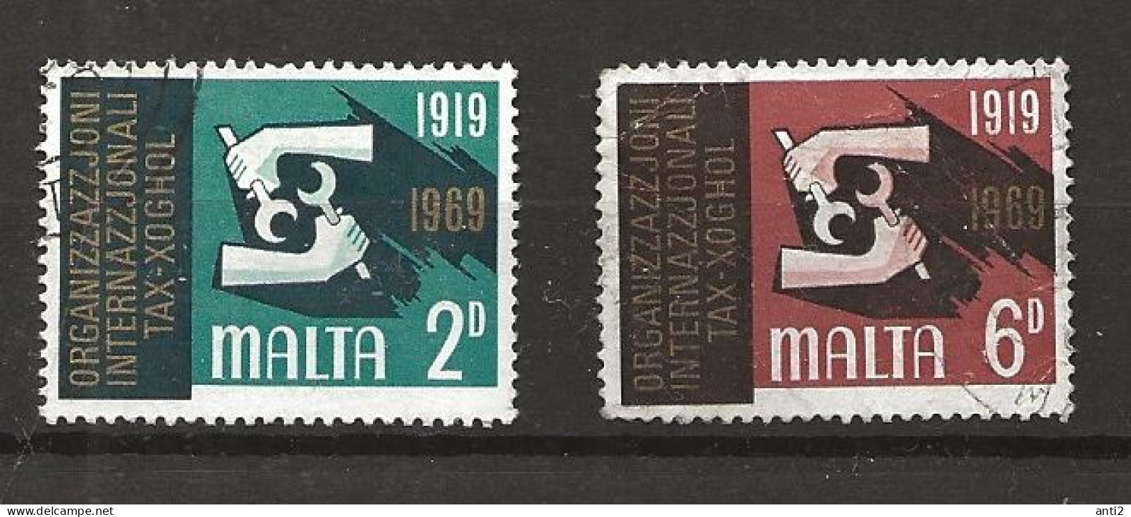 Malta 1969 50th Anniversary Of The International Labour Organisation (ILO), Mi 387-388 Cancelled(o) - Malte