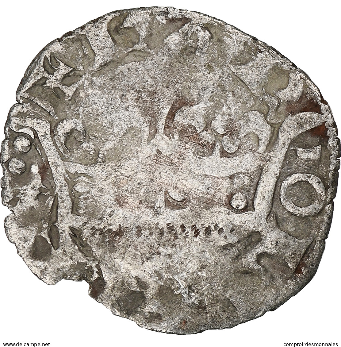 France, Charles IV, Double Parisis, 1323-1328, Billon, TB, Duplessy:244b - 1322-1328 Charles IV The Fair