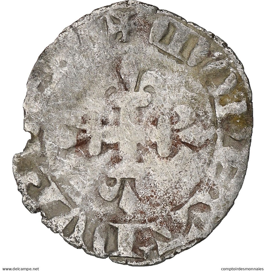 France, Charles IV, Double Parisis, 1323-1328, Billon, TB, Duplessy:244b - 1322-1328 Charles IV The Fair