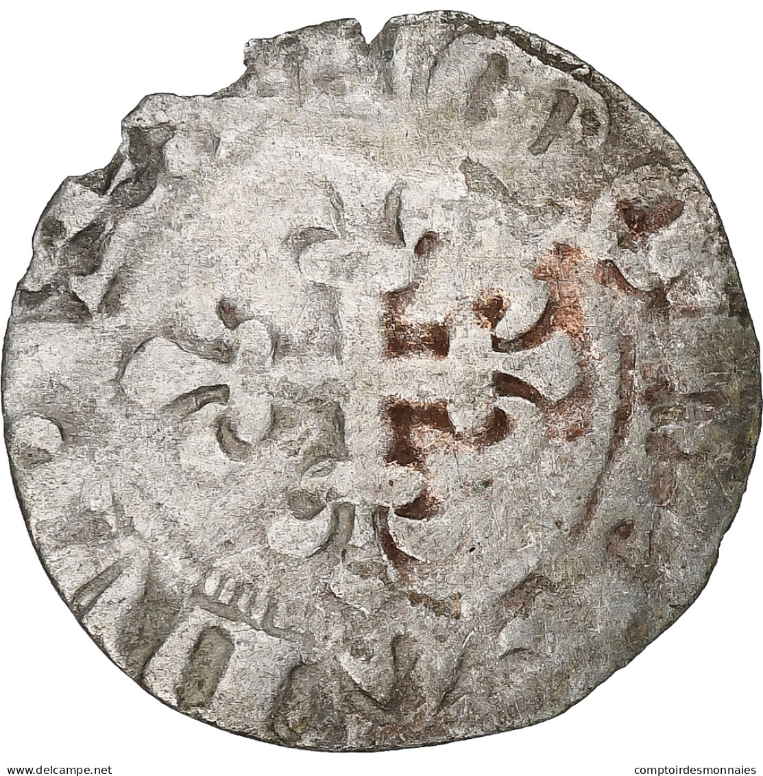 France, Charles IV, Double Parisis, 1323-1328, Billon, TB+, Duplessy:244b - 1322-1328 Karl IV. Der Schöne