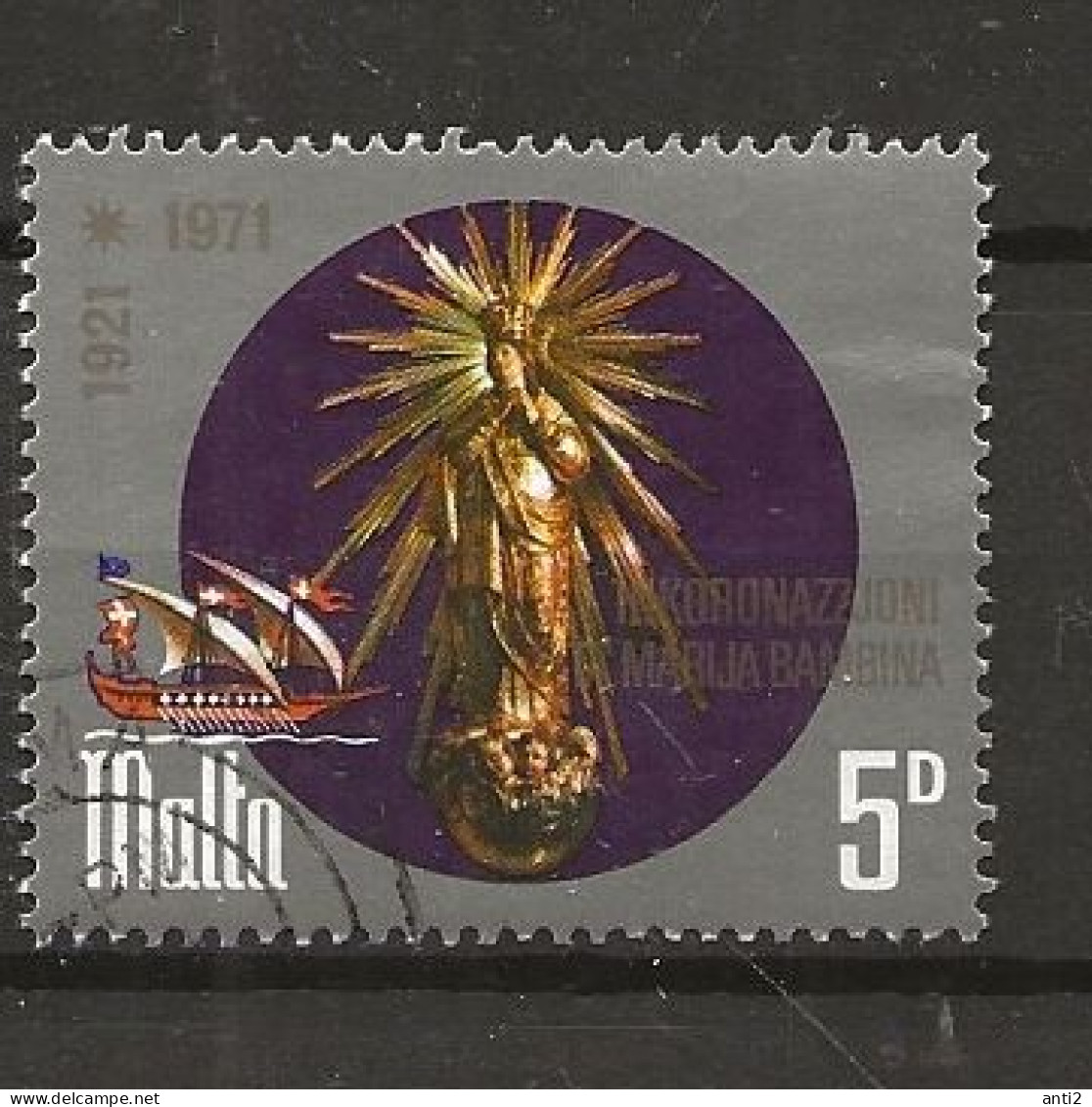 Malta 1971 5th Anniversary Of The Coronation Of "Our Lady Of Victories" Mi 426 Cancelled(o) - Malte