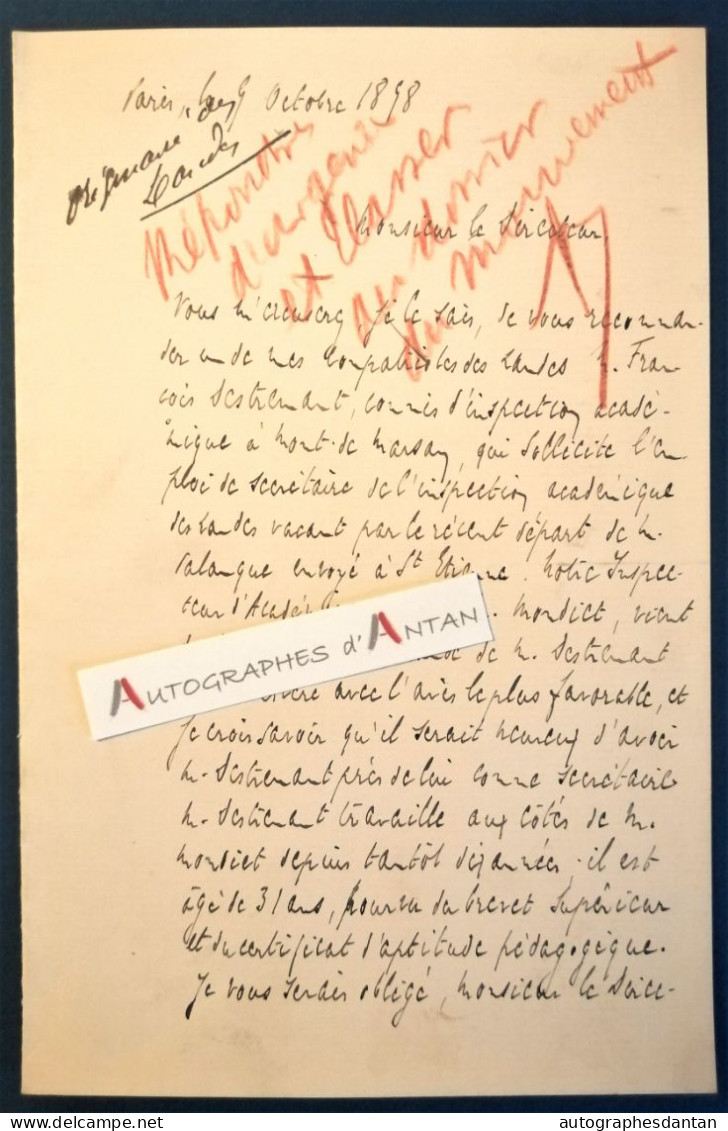 ● L.A.S 1898 Etienne DEJEAN Fut Député Des LANDES Né à Labastide-d'Armagnac historien - Mont De Marsan Lettre Autographe - Politico E Militare