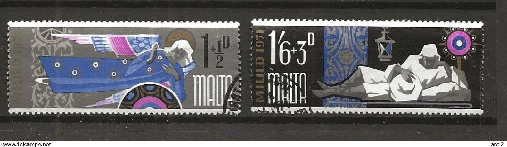 Malta 1971 Christmas,  Angel And Shepherd Mi 433 And 435 Cancelled(o) - Malte