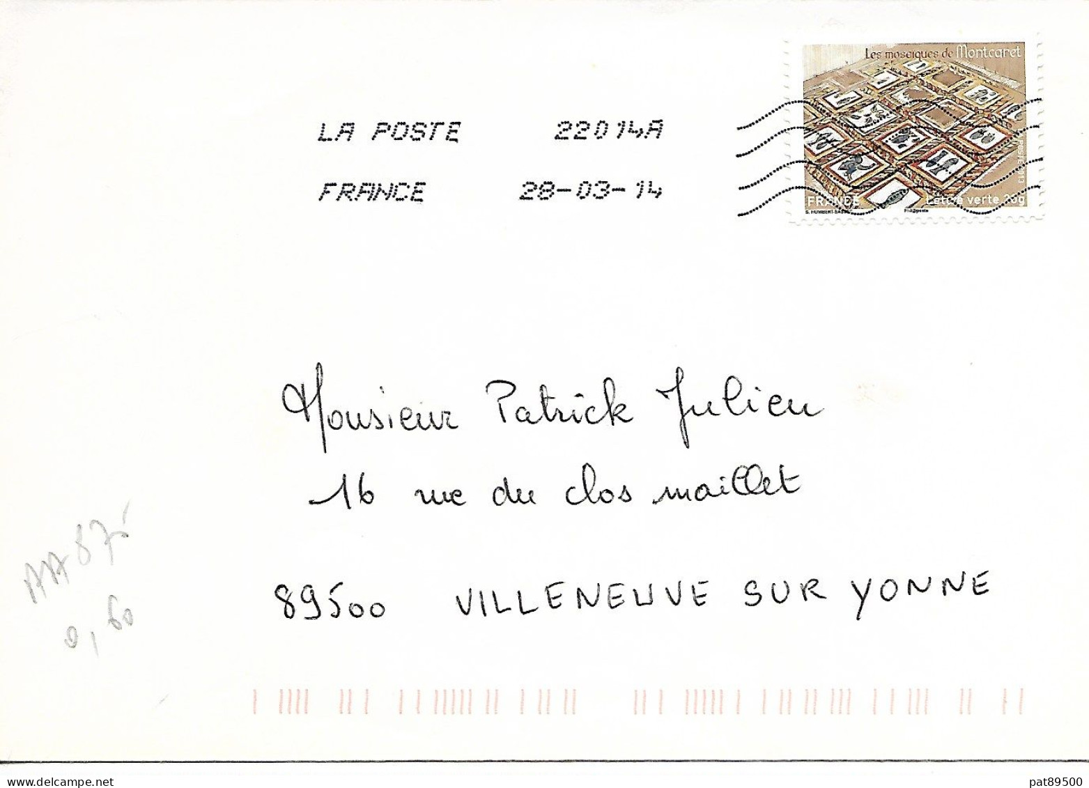 France 2013 - AA 875 - OBLITERE S/ Enveloppe 03/2014 /patrimoines De France : Les Mosaïques - Lettres & Documents