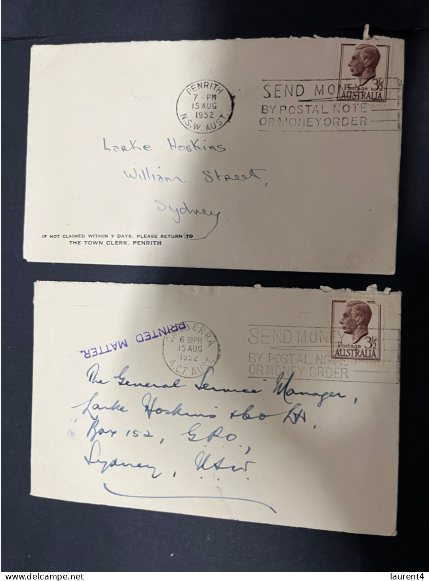 19-2-2024 (4 X 39) Australia Cover X 2 - 1950's (with Slogan Advertising) - Lettres & Documents