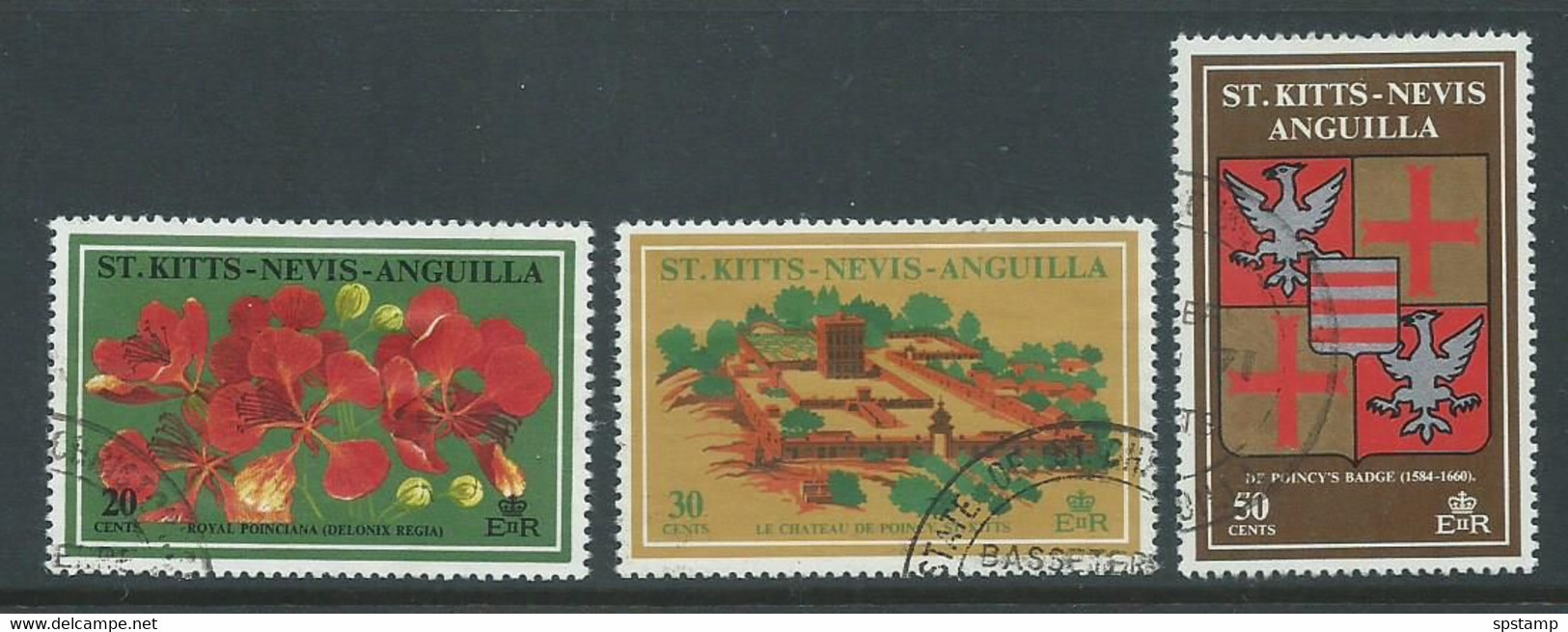 Saint Christopher Nevis Anguilla 1971 Chateau De Poincy Set Of 3 FU - St.Christopher-Nevis & Anguilla (...-1980)