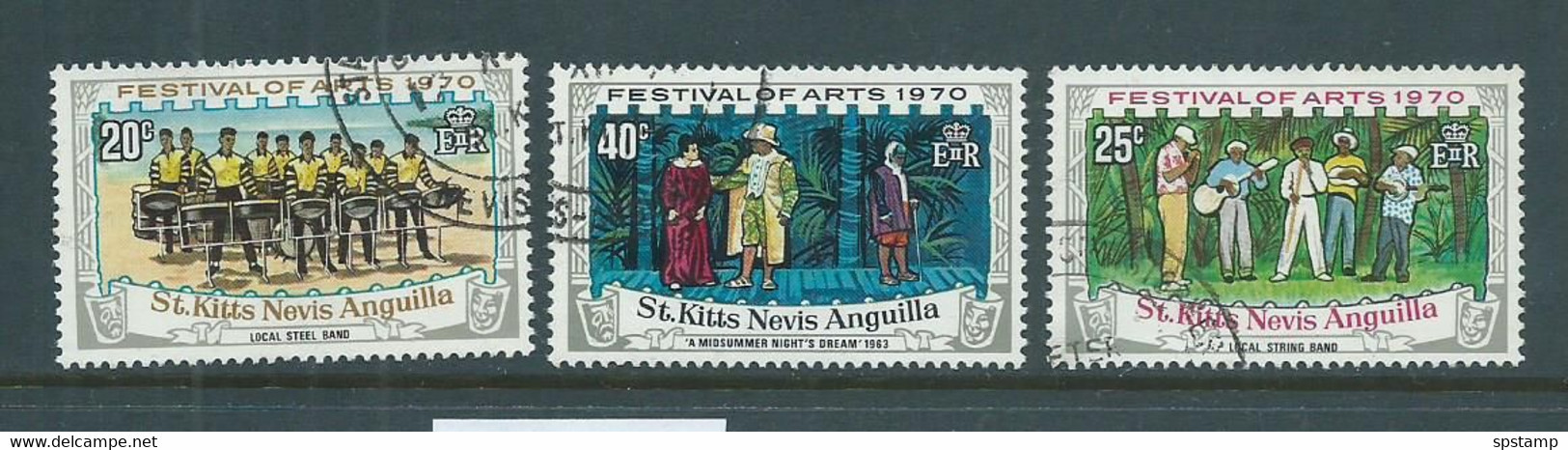 Saint Christopher Nevis Anguilla 1970 Arts Festival Set Of 3 FU - St.Cristopher-Nevis & Anguilla (...-1980)