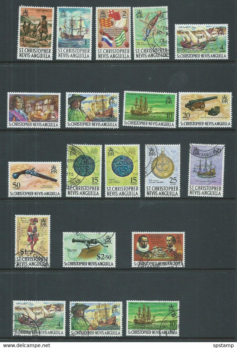 Saint Christopher Nevis Anguilla 1970 Pirate Definitive Simplified Set Of 17 MLH Or FU - St.Christopher, Nevis En Anguilla (...-1980)