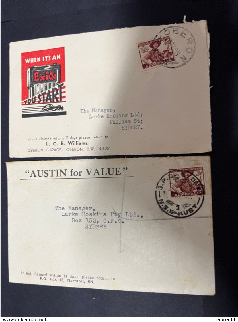 19-2-2024 (4 X 39) Australia Cover X 2 - 1950's (with Slogan Advertising) - Cartas & Documentos