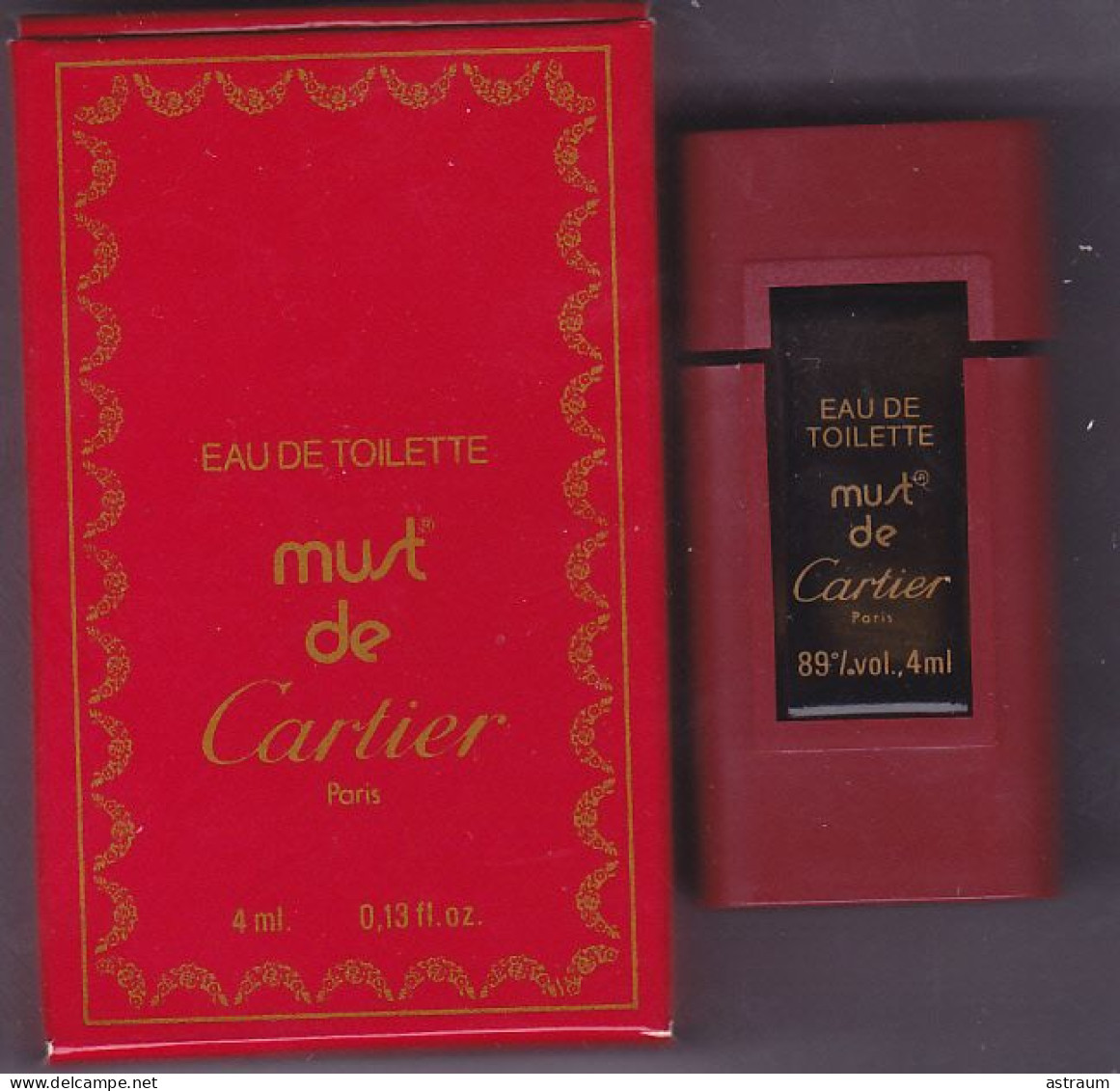 Miniature Vintage Parfum - Cartier - Must - EDT - Pleine Avec Boite 4ml - Miniatures Femmes (avec Boite)