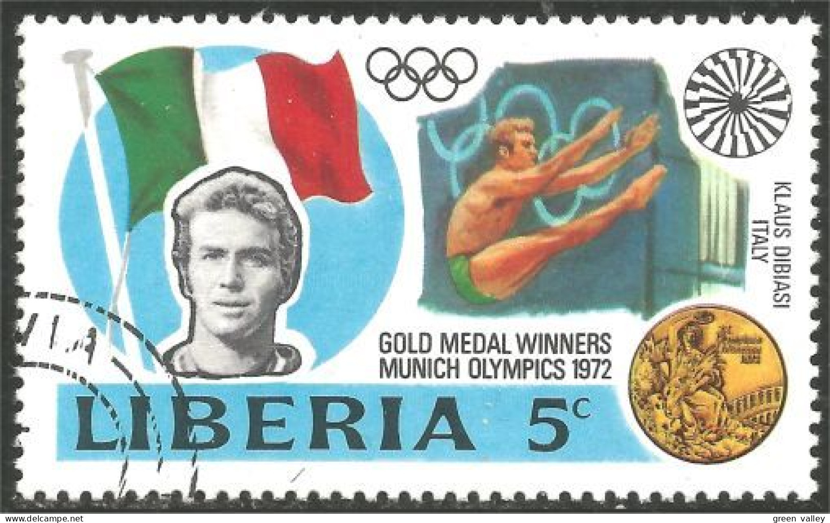 XW01-2247 Liberia Jeux Olympiques Olympic Games Munich Plongeon Diving Dubiasi Tuffo - Duiken