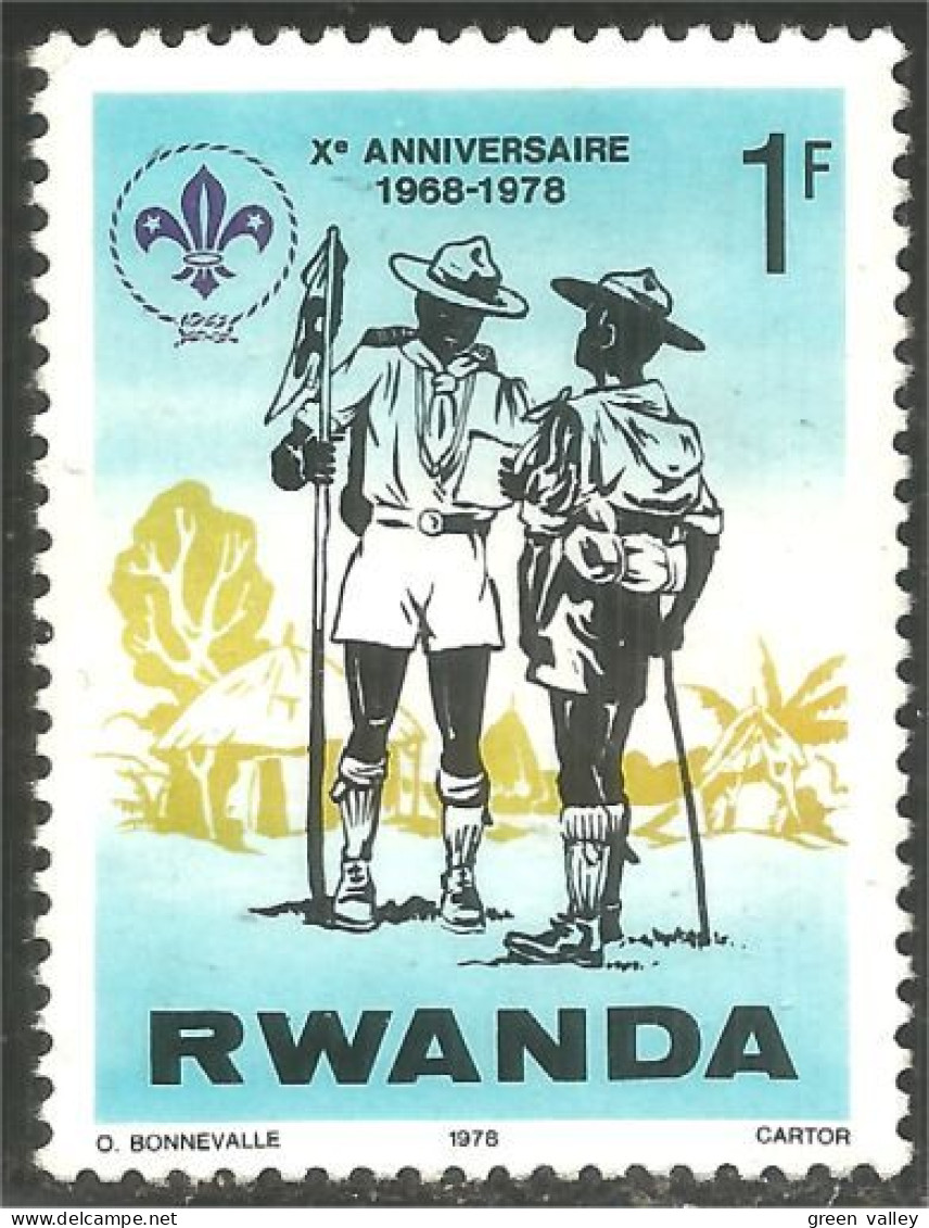 XW01-2232 Rwanda Scout Scoutisme Scoutism Pathfinder Drapeau Flag No Gum Sans Gomme - Gebruikt