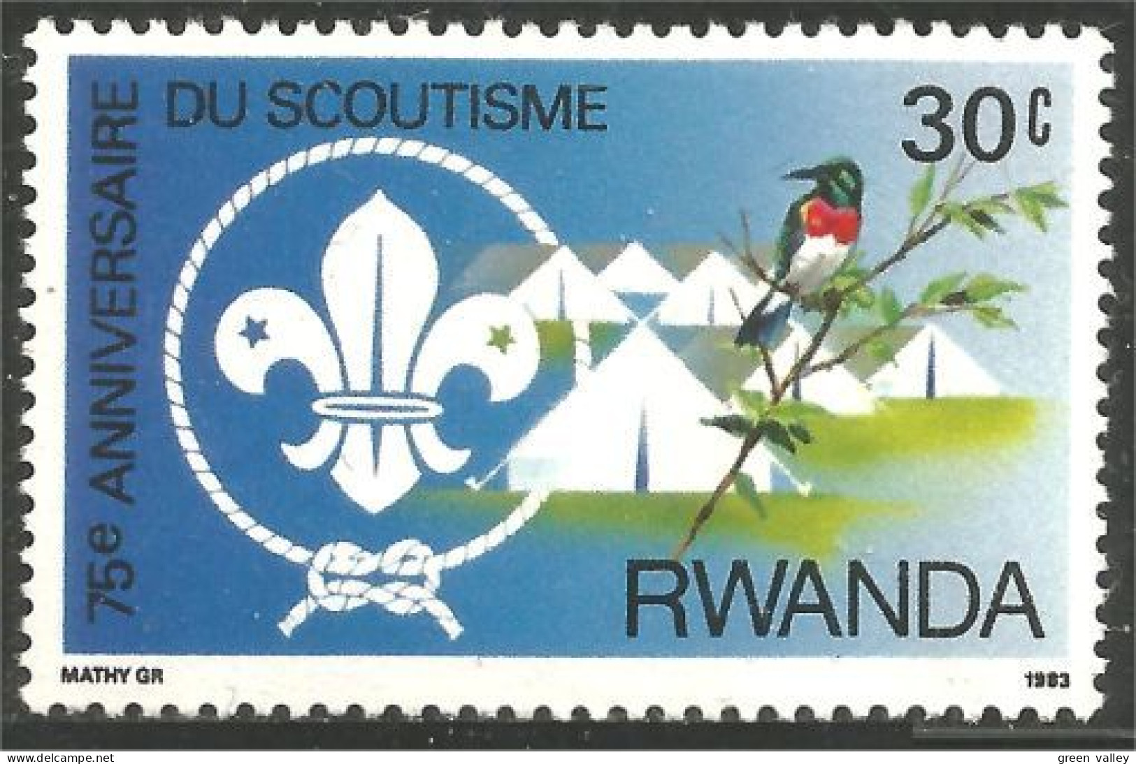 XW01-2227 Rwanda Scout Scoutisme Scoutism Pathfinder Camping Tente Tent MH * Neuf - Gebruikt