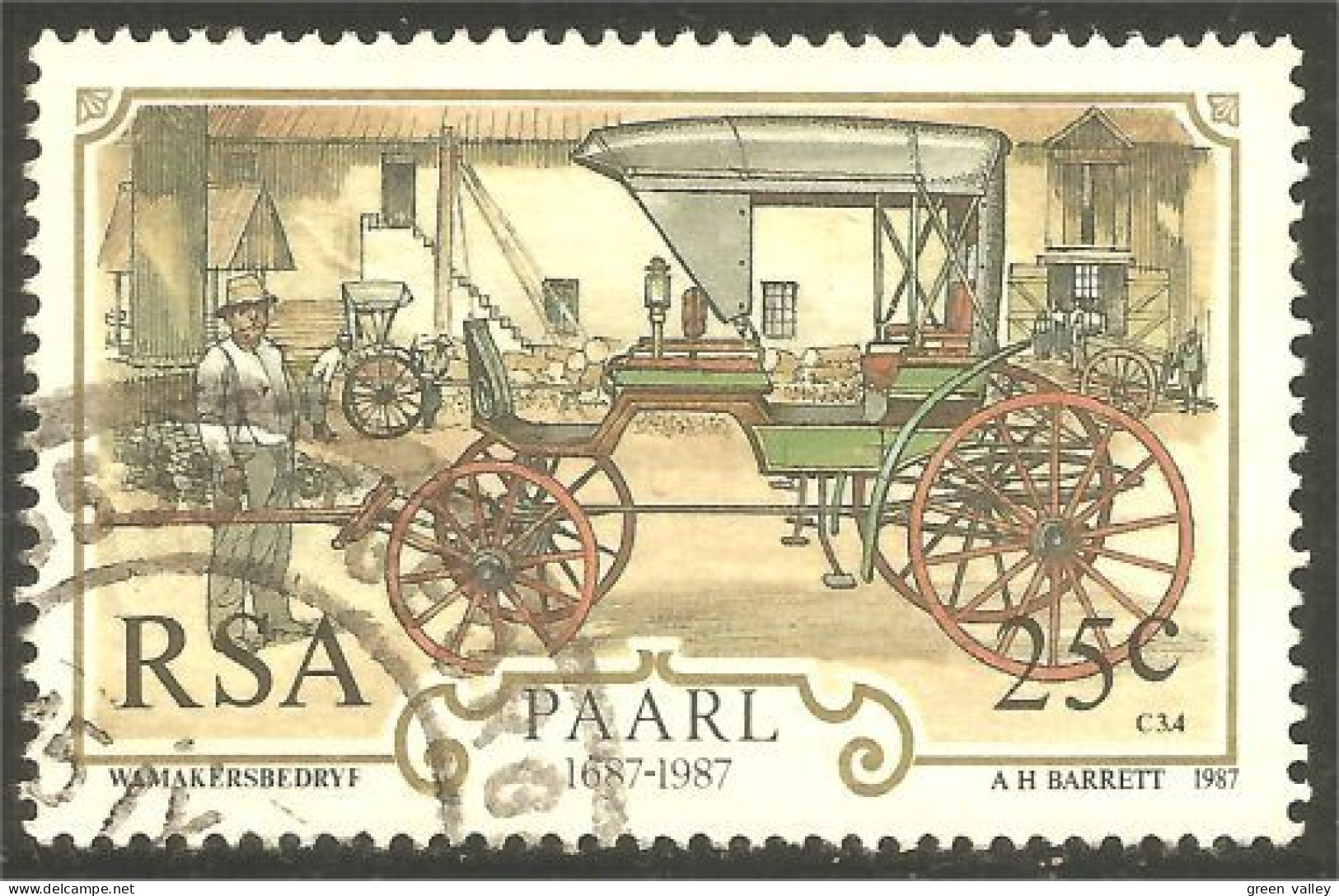 XW01-2156 RSA South Africa Paarl Wagon Building Construction Chariot Wagen - Used Stamps