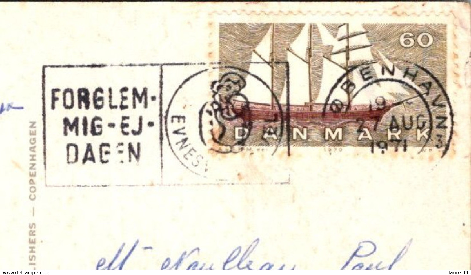 19-2-2024 (4 X 40) Denmark - Copenhagen (at Night) Sail Ship Stamp Posted To France 1971 - Danemark