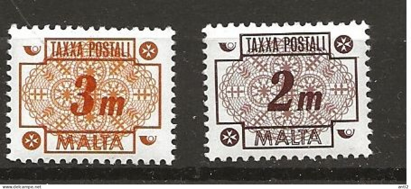 Malta 1969  Postage Due, Numeral Design, Guilloche, 2m   3m . Mi Postage Due 38-39 Cancelled(o) - Malte