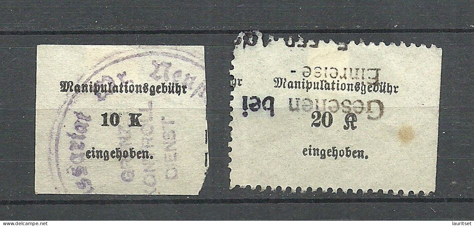 ÖSTERREICH Austria Zug Railway Tax Manipulationsgebühr 10 & 20 Kr. Steuer Taxe O - Revenue Stamps