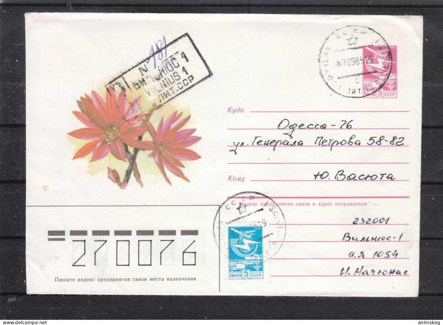 UdSSR, R-Ganzsachenbrief, Kaktus / USSR, Registered Stationary Cover, Cactus Cachet - Cactus