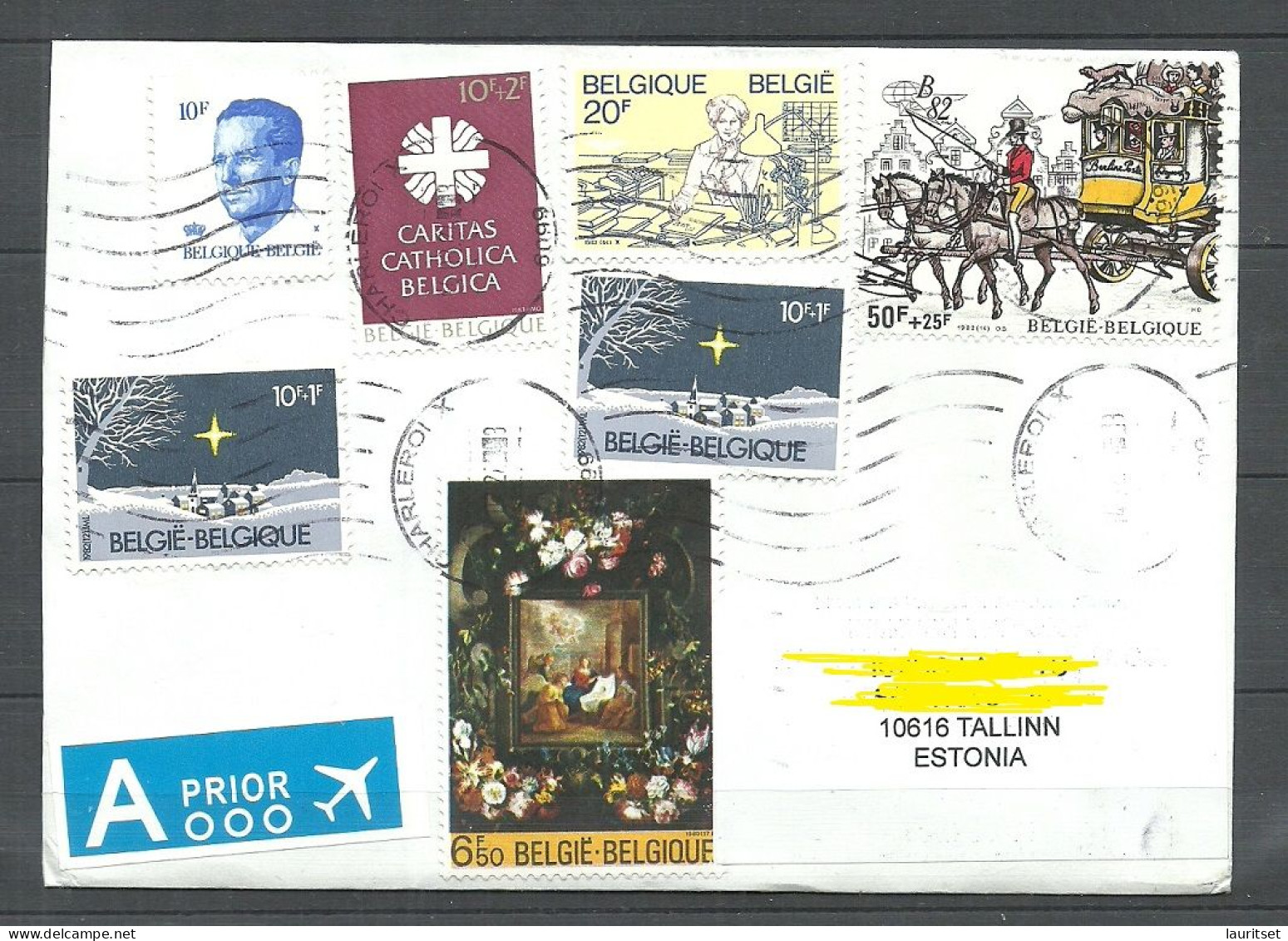 Belgique BELGIUM Belgien 2024 Air Mail Cover To Estonia With Many Interesting Stamps - Lettres & Documents