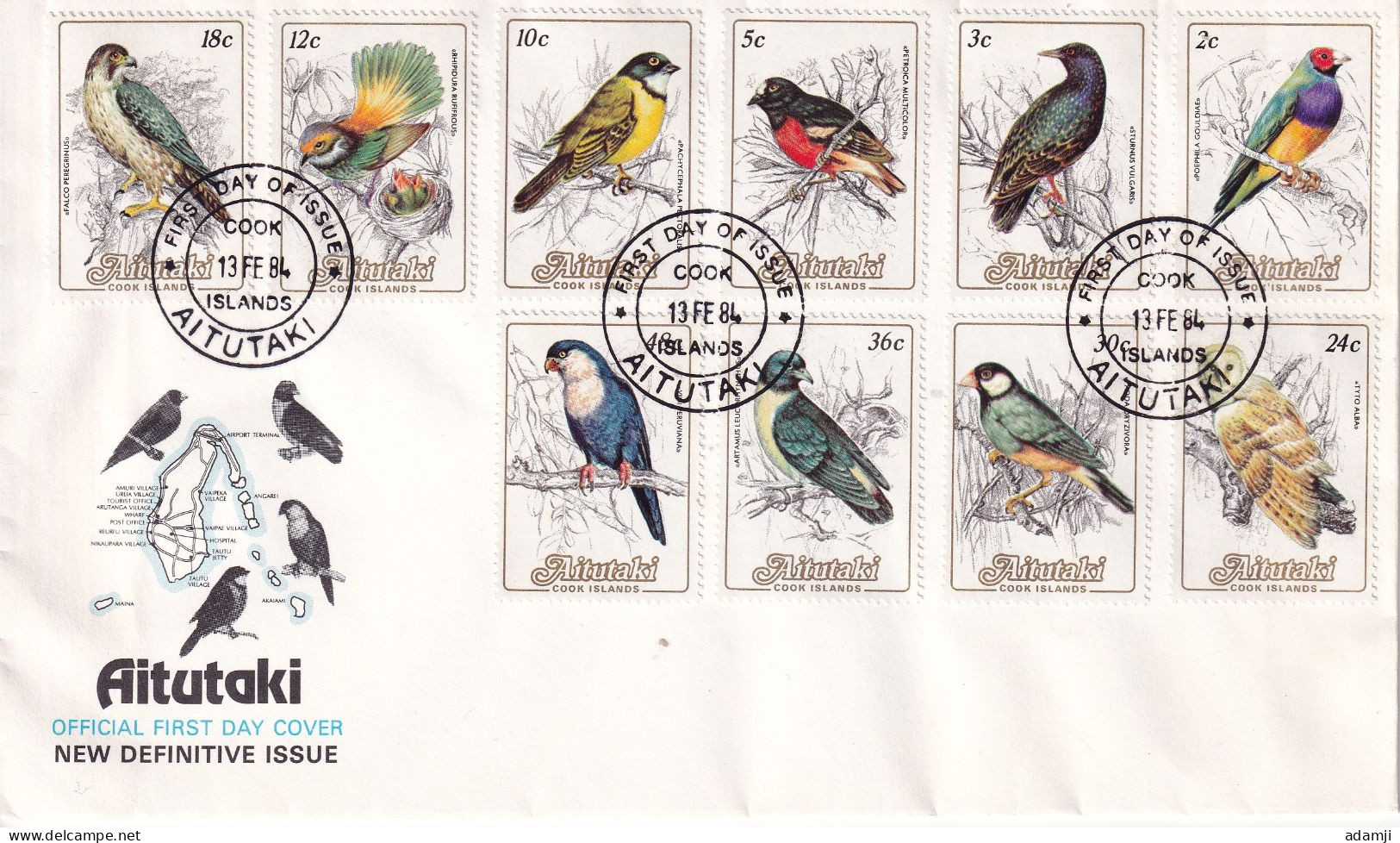 AITUTAKI 1984 BIRD SET FDC. - Aitutaki
